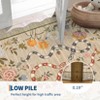 Floral Washable Scalloped Kitchen Rug, Modern Non-Slip Low-Pile Stain-Resistant Front Door Flower Rug, Animal Print Bathroom Entryway Rug - 2 of 4