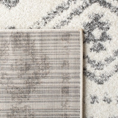 Ivory and Gray Square Hand-Knotted Synthetic Area Rug