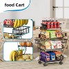 Simple Trending 4 Tier Rolling Cart, Stackable Fruit Vegetable Basket with Wheels and 2 Hanging Basket,Black - 4 of 4