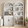 Bookcase with Doors Arched Bookshelf 71.65in Tall Bookcase Farmhouse Cabinet with Shelves Wooden Bookshelves for Home Office, Living Room - 4 of 4