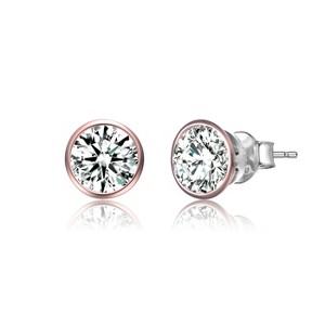 Guili Sterling Silver Plated Small Stud Earrings with Clear Cubic Zirconia – A Timeless Blend of Chic Simplicity, Elegance, and Everyday Sparkle - 1 of 3