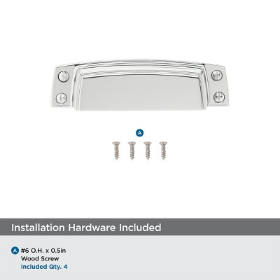 Polished Chrome Cabinet Cup Pull with Mounting Hardware