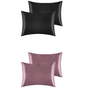 Unique Bargains Hair and Skin Envelope Closure Breathable Satin Pillowcase 4 Pcs - 1 of 4