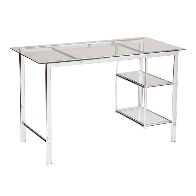 Dorothy Contemporary Writing Desk Chrome with Glass Desk White - Aiden Lane, 1 of 11