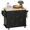 HOMCOM Kitchen Island on Wheels, Rolling Cart with Rubberwood Top, Spice Rack, Towel Rack and Drawers for Dining Room - image 4 of 4