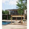 Wood Grain Aluminum Pergola Outdoor Pergola with Retractable Canopy Sun Shade Shelter - 2 of 4