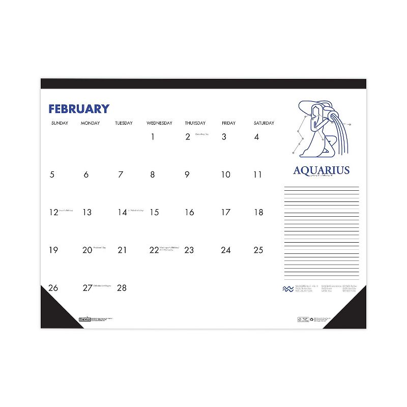 2024 House of Doolittle Zodiac 18.5" x 13" Monthly Desk Pad Calendar White/Black (1676-24), 3 of 8