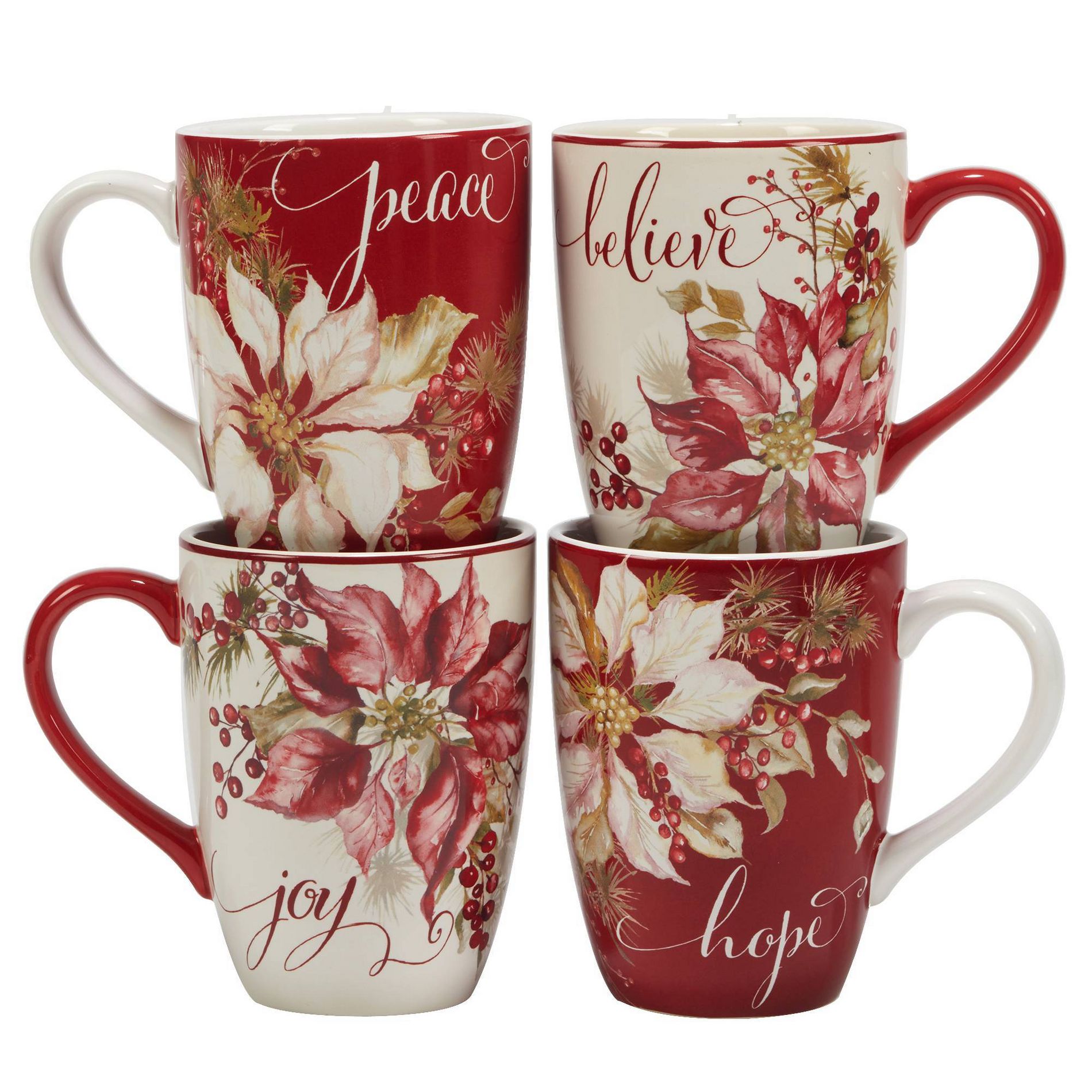 Certified International Set of 4 Winters Joy 22oz Mugs