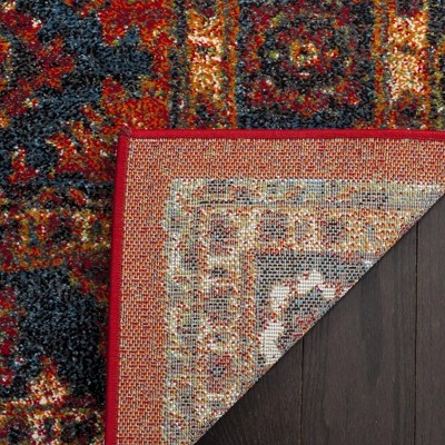 Antique Patina Orange & Blue Synthetic 8' x 10' Area Rug