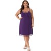 Agnes Orinda Women's Plus Size V Neck Adjustable Spaghetti Strap Mesh Panel Hem Sleeveless Nightgowns - 3 of 4