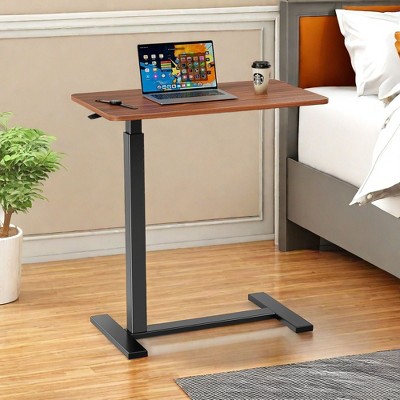 Infurnic Desks Overbed Bedside Table with Wheel, Mobile Standing Desk, Portable Rolling Bed Table for Laptop Computer Writing, Brown, 29.5"*5.9"*17.7"