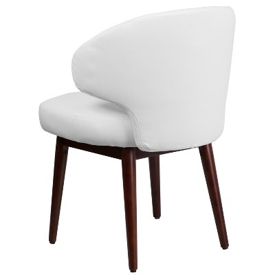 White LeatherSoft Accent Chair with Walnut Legs