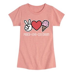 Girls' - Instant Message - Peace Love Ice Cream Fitted Short Sleeve Graphic T-Shirt - 1 of 4