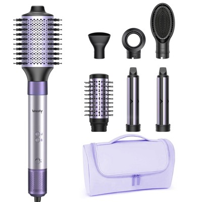 7-in-1 Hair Dryer Brush and Hair Styler Set, Hot Air Styling Tool, Blow Dryer Brush with Negative Ions, Lavender