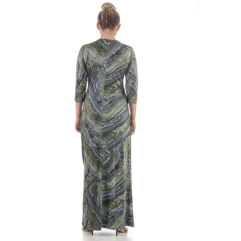 24seven Comfort Appare Green Faux Wrap Side Slit Plus Size Maxi Dress, 3 of 5