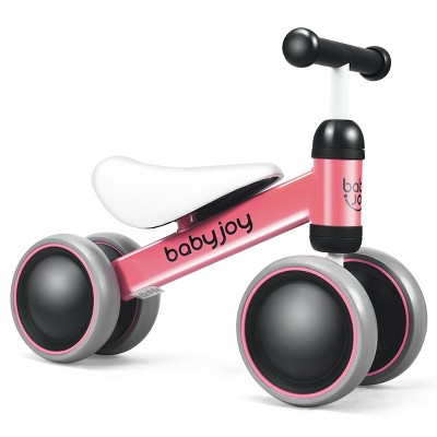 Infans 4 Wheels Baby Balance Bike Children Walker No-Pedal Toddler Toys Rides Pink