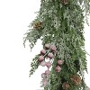 Puleo 9'x10" Artificial Flocked Garland Adorned with Pinecones and Red Berries - 3 of 4