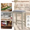 Tangkula 4 PCS Upholstered Bar Stools Wooden Counter Height Chairs Dining - 3 of 4