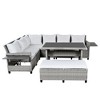5-Piece Outdoor Rattan Sectional Sofa Set with Dining Table, Bench, and 2 Extendable Side Tables - 4 of 4