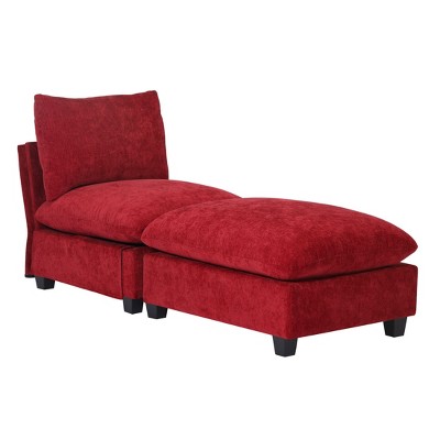 WestinTrends Augusta 68.5" Chenille Upholstered Indoor Chaise Lounge Chair, Red