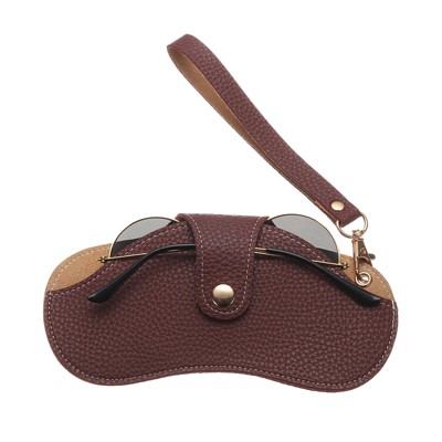 Unique Bargains PU Leather Glasses Case Holder with Wrist Lanyard 7" x 4"