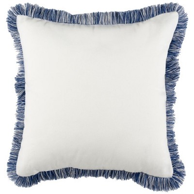 Blue Fringed 16" Square Throw Pillow
