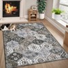 Washable Rug Vintage Floral Floor Carpet with Anti Slip Backing - 2 of 4