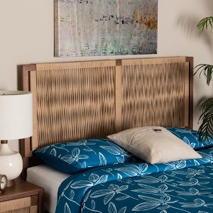 bali & pari Holitz Modern Bohemian Walnut Brown Finished Bayur Wood Queen Size Headboard - 1 of 4