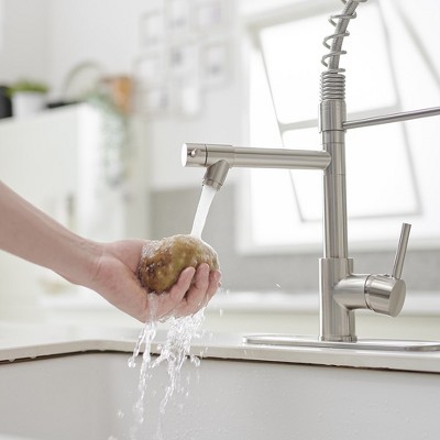 Brushed Nickel Single Handle Pull Down Kitchen Faucet