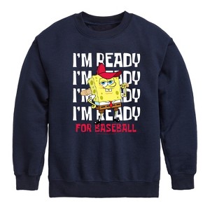 Boys' - SpongeBob SquarePants - Ready For Baseball Graphic Long Sleeve Fleece Sweatshirt - 1 of 4