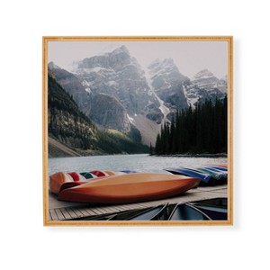 Deny Designs Hannah Kemp Moraine Canoes Framed Wall Art Bamboo - 1 of 2