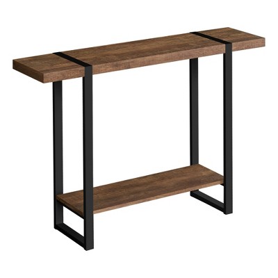Monarch Specialties Accent Table Console Entryway Narrow Sofa Living Room Bedroom Brown Laminate Black Metal Contemporary Modern