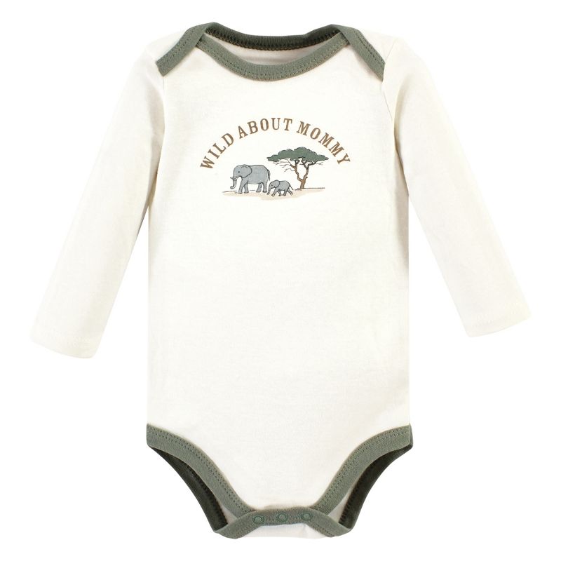 Hudson Baby Cotton Long-Sleeve Bodysuits, Going On Safari 3-Pack, 5 of 6