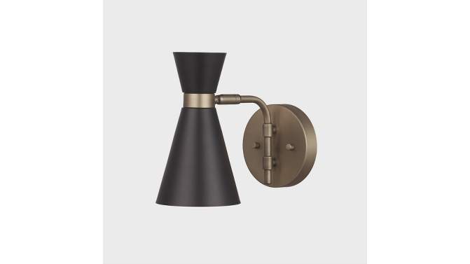 1-Light Matte Black Wall Sconce with Matte Brass Accents - Globe Electric, 2 of 10, play video