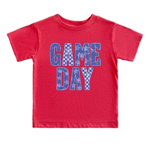 Game Day Blue Checkered - Kids Youth Short Sleeve Graphic T-Shirt and Toddler Short Sleeve Graphic T-Shirt - 1 of 3
