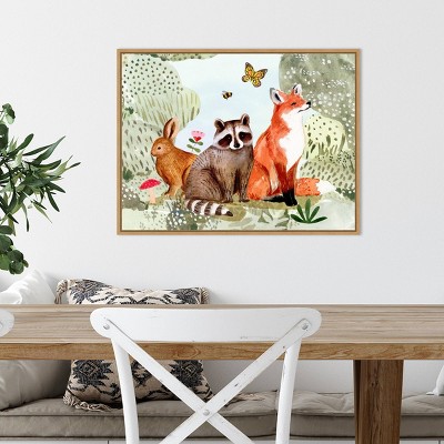Whimsical Forest Friends Animal Print on Canvas