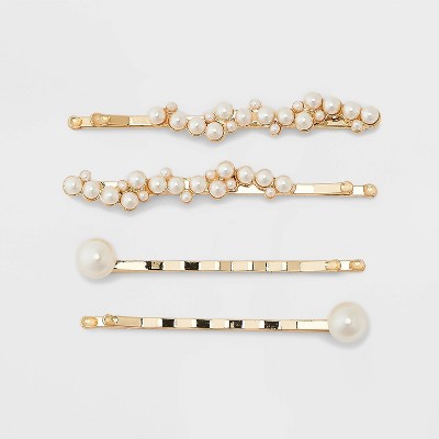Pearl Bobbie Hair Pins Set 4pc - A New Day™ Gold : Target
