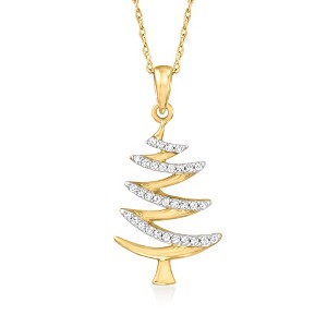 Ross-Simons 0.10 ct. t.w. Diamond Tree Pendant Necklace in 14kt Yellow Gold - 1 of 4