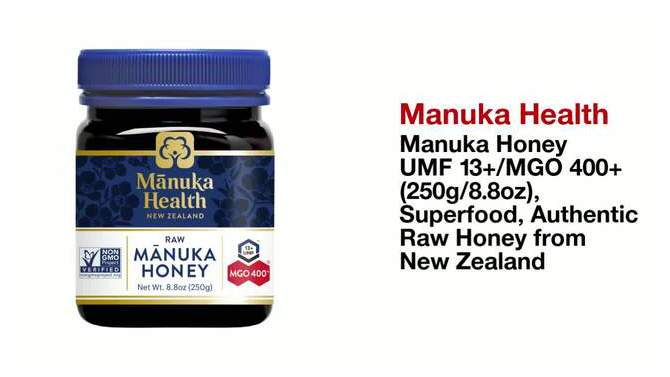 Manuka Health Manuka Honey UMF 13+/MGO 400+ (250g/8.8oz), Superfood, Authentic Raw Honey from New Zealand, 2 of 9, play video
