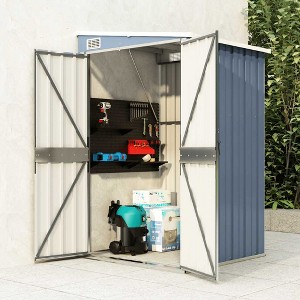 VidaXL Wall-mounted Garden Shed Gray 46.5"x39.4"x70.1" Galvanized Steel - 1 of 4