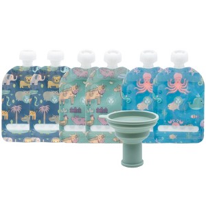 WeeSprout Double Zipper Reusable Food Pouches for Babies & Toddlers, 6-Pack - 1 of 4
