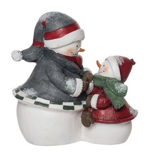 Transpac Resin 6.75 in. Multicolored Christmas Quilted Snowman Friends Figurine - 1 of 2