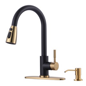 WOWOW Classic Single Handle Pull-Down Sprayer Kitchen Faucet with Soap Dispenser - 1 of 4