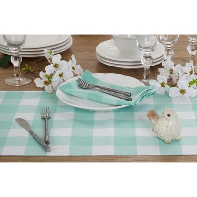 Green and White Cotton-Poly Buffalo Plaid Table Runner