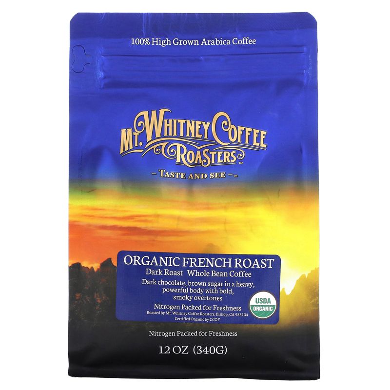 Mt. Whitney Coffee Roasters Organic French Roast, Whole Bean Coffee, Dark Roast, 12 oz (340 g), 1 of 3