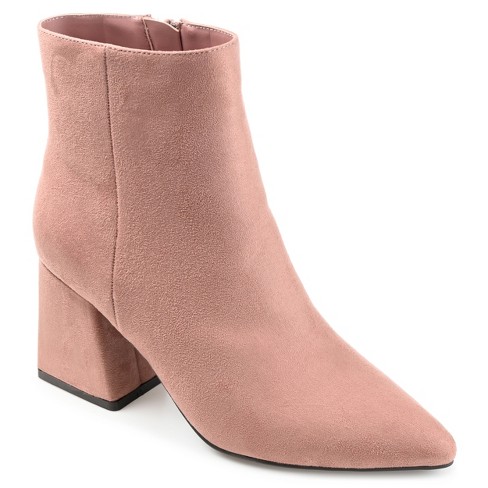 Journee Collection Womens Mylow Pointed Toe Block Heel Ankle Booties Blush 9.5 Target