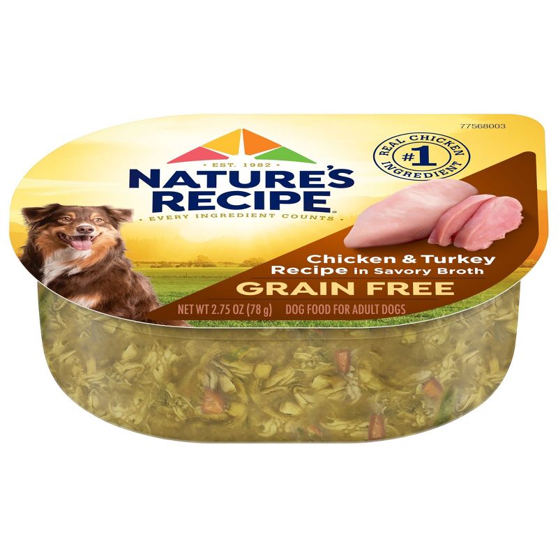 Nature&#39;s Recipe Grain-Free Wet Dog Food Chicken &#38; Turkey Recipe In Wholesome Broth - 2.75oz, 1 of 12