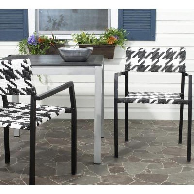 Halden Black and White Rattan Arm Chair Set