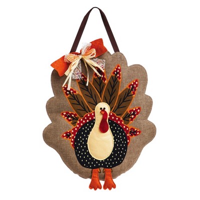 Turkey Burlap Door Décor, 13.30x17.50"H