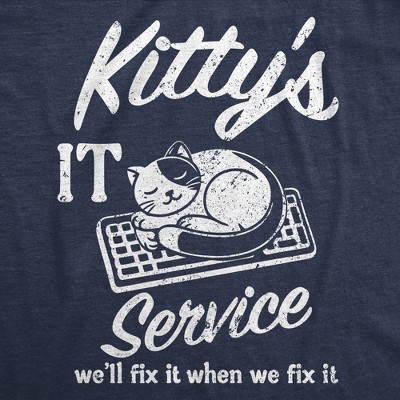 Мужские футболки Crazy Dog T-Shirts, Inc. Mens Funny T Shirts Kittys IT Service Sarcastic Tech Joke Tee For Men - Crazy Dog Men's T Shirt For Cat Lovers Navy XXL — фото 2